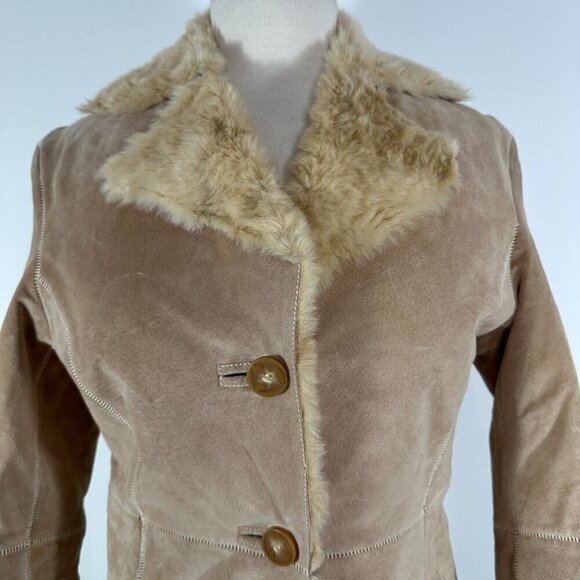 Vintage Y2K 90s Guess Faux Suede & Sherpa Penny Lane Long Coat Size XS - Picture 4 of 16